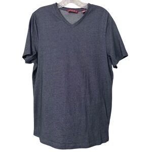 Axist V-Neck T-Shirt Women Navy Blue Micro-Textured Cotton Blend Short Sleeve L